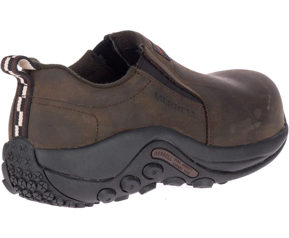Merrell Slip Ons Brown - Jungle Moc Leather Comp Toe Work - Womens 98OGUCAJF